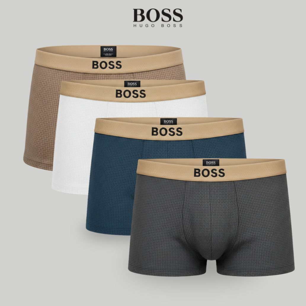 BOSS – Waffel-Boxershorts 4er-Pack
